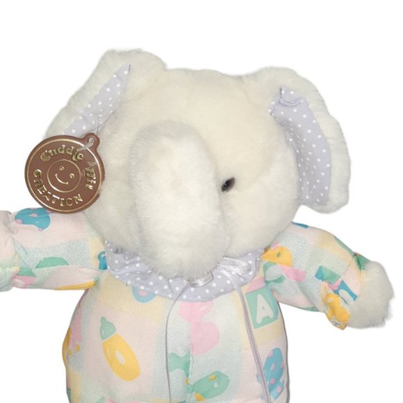 Vintage 1989 Cuddle Wit White Elephant Cloth Outfit Stuffed Plush Toy 11" - Picture 2 of 10
